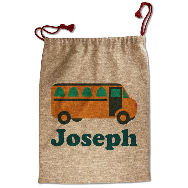 Custom School Bus Santa Sack - Front (Personalized)