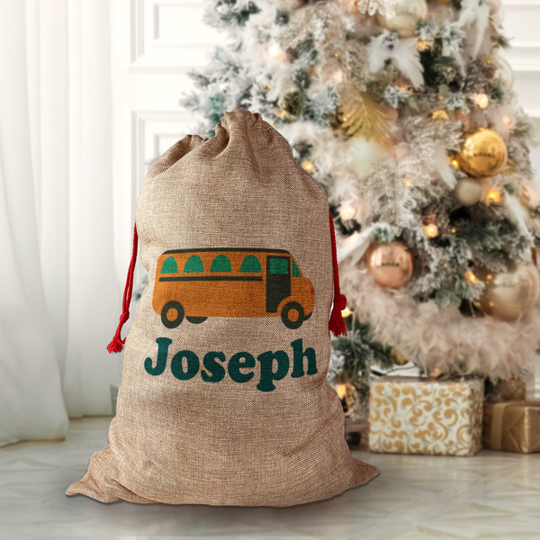 School Bus Santa Bag - Lifestyle