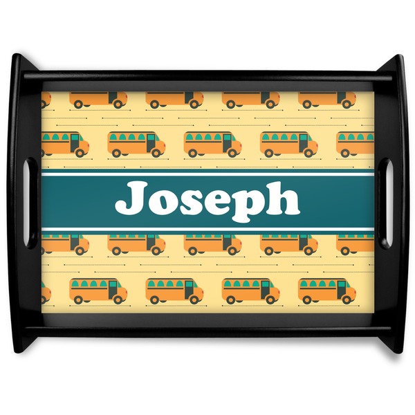 Custom School Bus Black Wooden Tray - Large (Personalized)