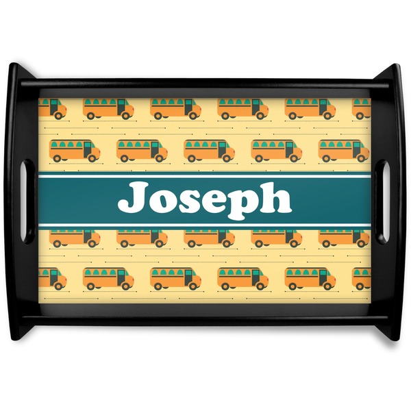 Custom School Bus Black Wooden Tray - Small (Personalized)