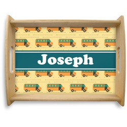 School Bus Natural Wooden Tray - Large (Personalized)