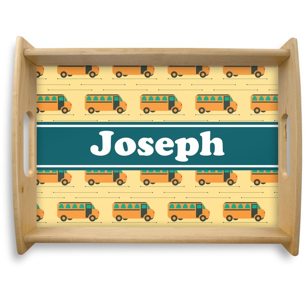 Custom School Bus Natural Wooden Tray - Large (Personalized)