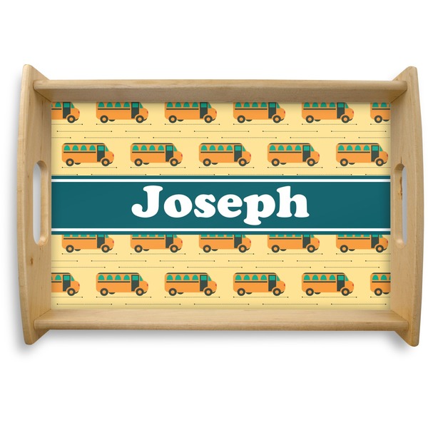 Custom School Bus Natural Wooden Tray - Small (Personalized)