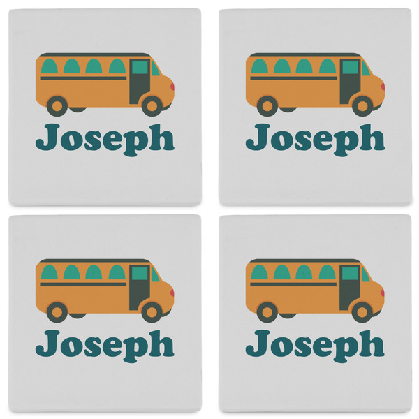 School Bus Set of 4 Sandstone Coasters - See All 4 View
