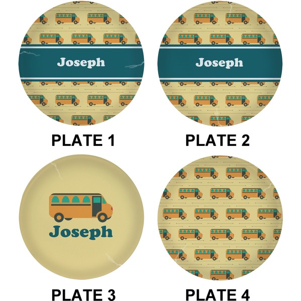 School Bus Set of Lunch / Dinner Plates (Approval)