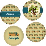 School Bus Set of 4 Glass Lunch / Dinner Plate 10" (Personalized)