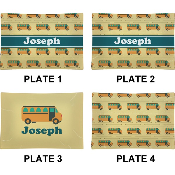 School Bus Set of Rectangular Appetizer / Dessert Plates (Approval)