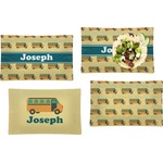 School Bus Set of 4 Glass Rectangular Lunch / Dinner Plate (Personalized)