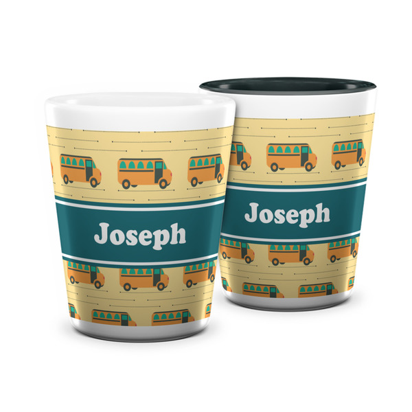 Custom School Bus Ceramic Shot Glass - 1.5 oz (Personalized)