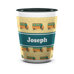 School Bus Ceramic Shot Glass - 1.5 oz - Two Tone - Set of 4 (Personalized)