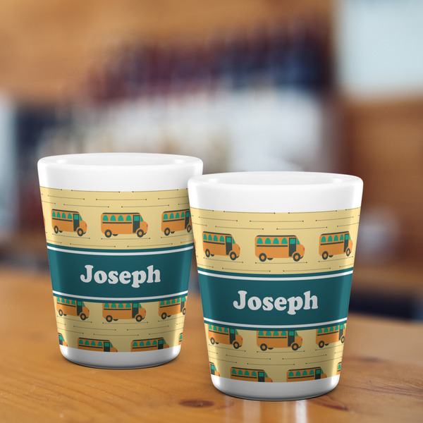 School Bus Shot Glass - White - LIFESTYLE