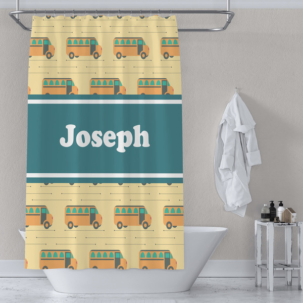 School Bus Shower Curtain Lifestyle