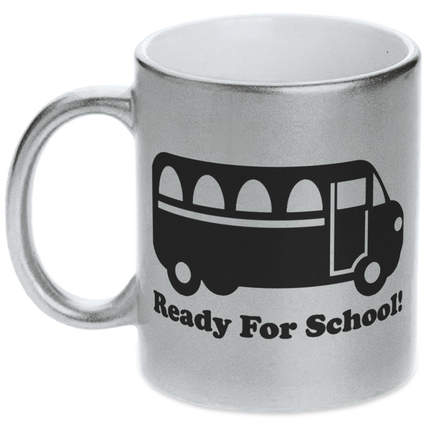 Custom School Bus Metallic Silver Mug (Personalized)