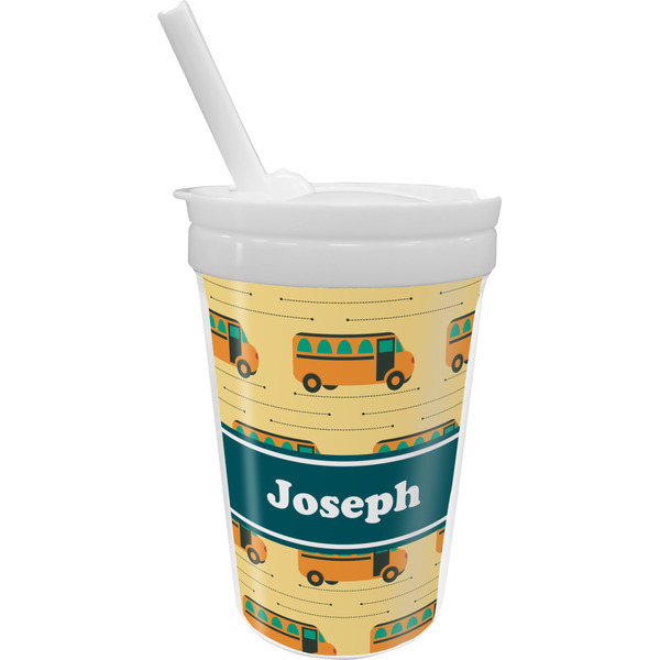 Custom School Bus Sippy Cup with Straw (Personalized)
