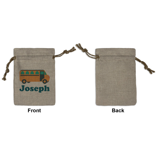 School Bus Small Burlap Gift Bag - Front Approval