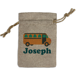 School Bus Small Burlap Gift Bag - Front (Personalized)