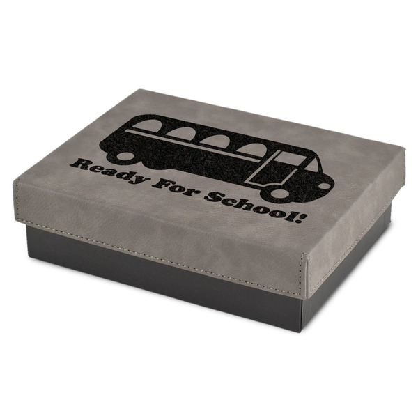 Custom School Bus Small Gift Box w/ Engraved Leather Lid (Personalized)