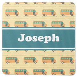 School Bus Square Rubber Backed Coaster (Personalized)