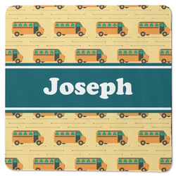 School Bus Square Rubber Backed Coaster (Personalized)