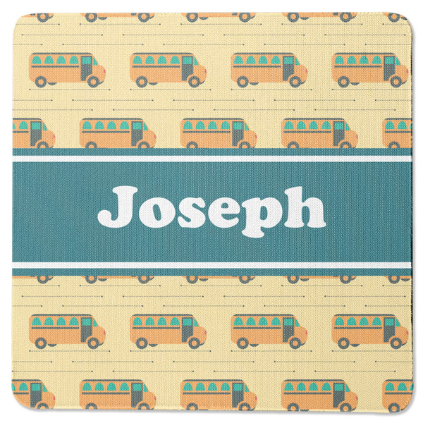 Custom School Bus Square Rubber Backed Coaster (Personalized)