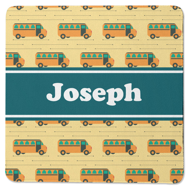 Custom School Bus Square Rubber Backed Coaster (Personalized)