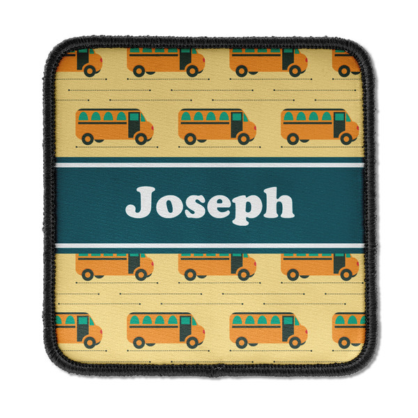 Custom School Bus Iron On Square Patch w/ Name or Text