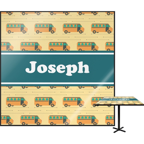 Custom School Bus Square Table Top - 24" (Personalized)