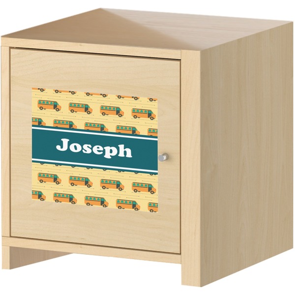 School Bus Square Wall Decal on Wooden Cabinet