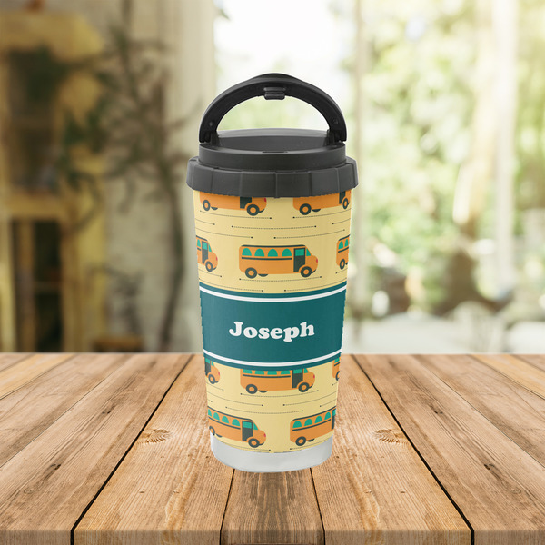 School Bus Stainless Steel Travel Cup Lifestyle