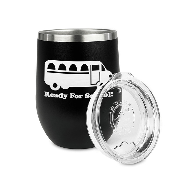School Bus Stainless Wine Tumblers - Black - Single Sided - Alt View