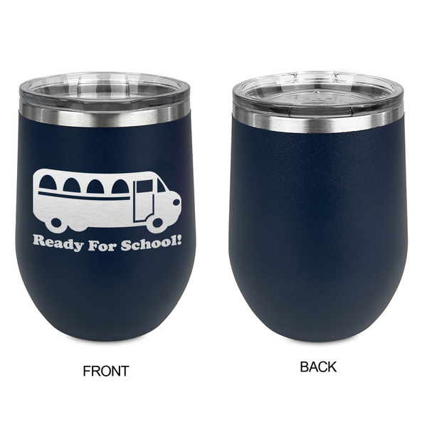 School Bus Stainless Wine Tumblers - Navy - Single Sided - Approval