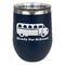 School Bus Stainless Wine Tumblers - Navy - Single Sided - Front