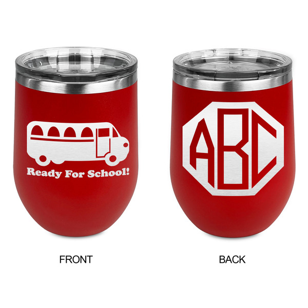 School Bus Stainless Wine Tumblers - Red - Double Sided - Approval