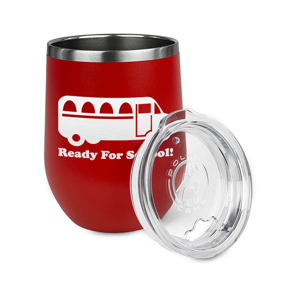 School Bus Stainless Wine Tumblers - Red - Single Sided - Alt View