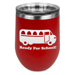 School Bus Stemless Stainless Steel Wine Tumbler - Red - Single Sided (Personalized)
