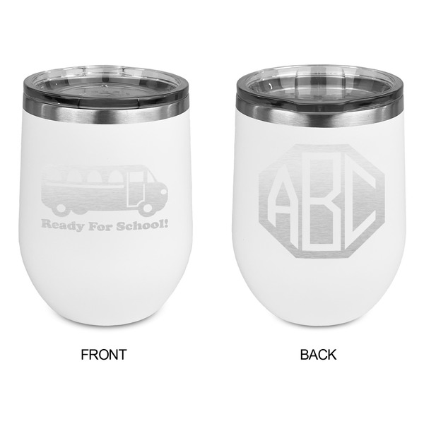 School Bus Stainless Wine Tumblers - White - Double Sided - Approval
