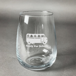 School Bus Stemless Wine Glass (Single) (Personalized)