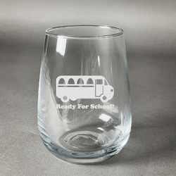 School Bus Stemless Wine Glass - Engraved (Personalized)
