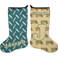 School Bus Holiday Stocking - Double-Sided - Neoprene (Personalized)