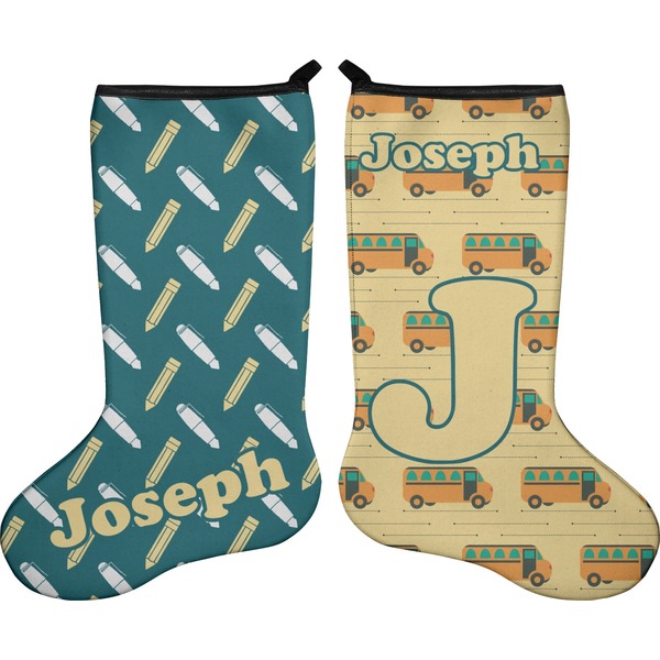 Custom School Bus Holiday Stocking - Double-Sided - Neoprene (Personalized)