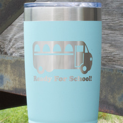 School Bus 20 oz Stainless Steel Tumbler - Teal - Single Sided (Personalized)
