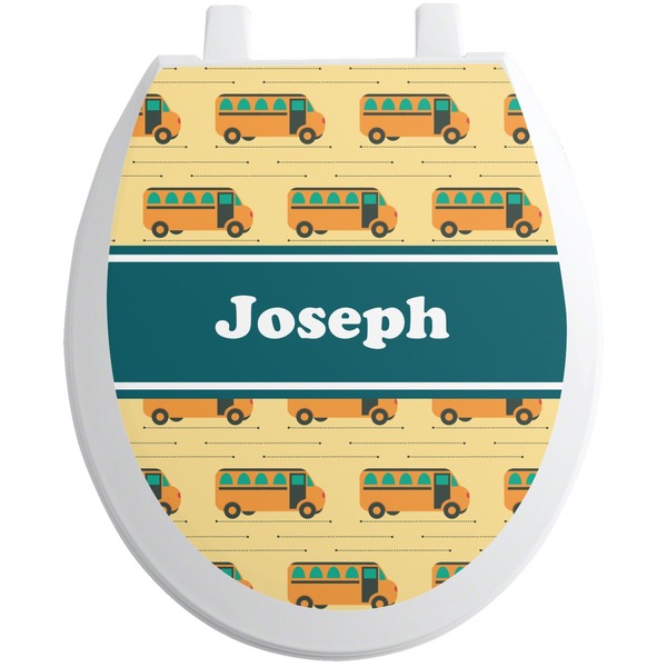 Custom School Bus Toilet Seat Decal - Round (Personalized)