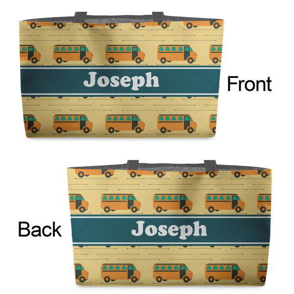 School Bus Tote w/Black Handles - Front & Back Views