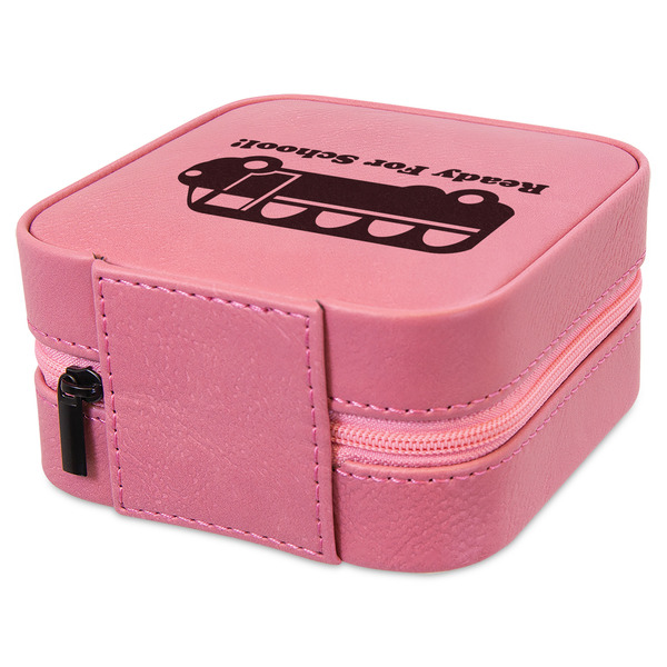 School Bus Travel Jewelry Boxes - Leather - Pink - View from Rear