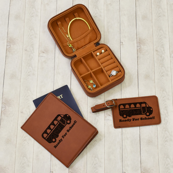 School Bus Travel Jewelry Boxes - Leather - Rawhide - In Context