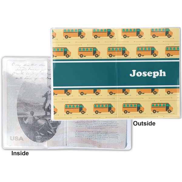 School Bus Vinyl Passport Holder - Flat Front and Back