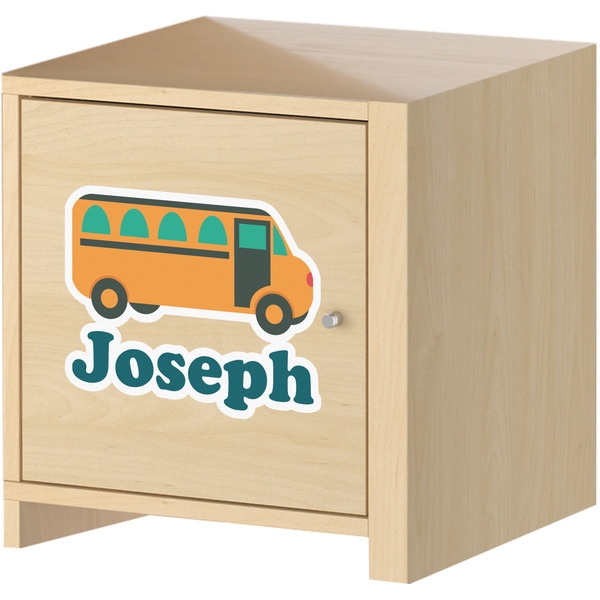 School Bus Wall Graphic on Wooden Cabinet