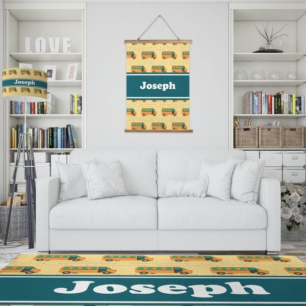 School Bus Wall Hanging Tapestry - Portrait - IN CONTEXT