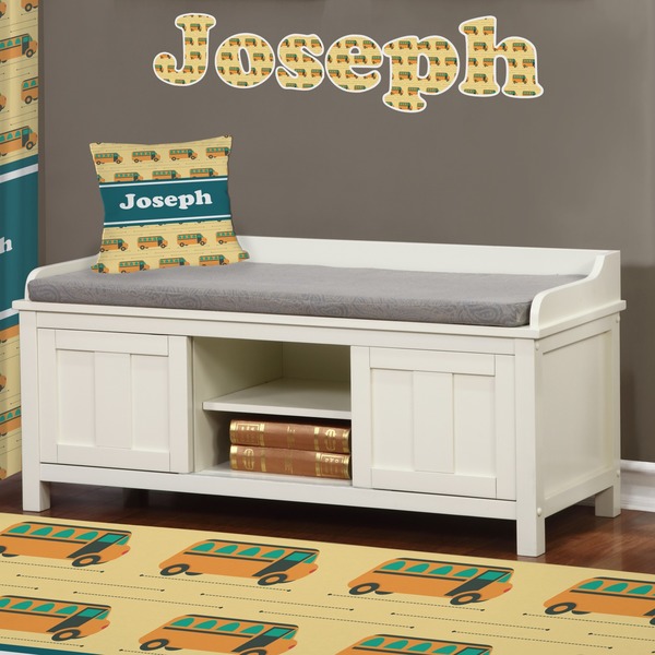 School Bus Wall Name Decal Above Storage bench