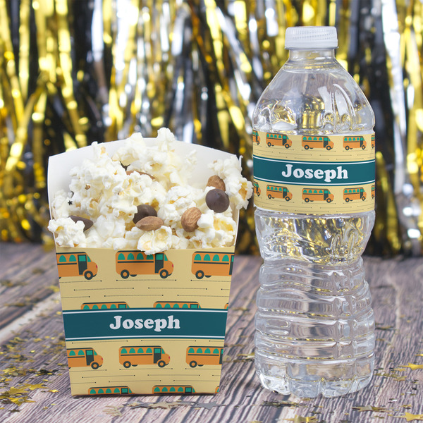 School Bus Water Bottle Label - w/ Favor Box